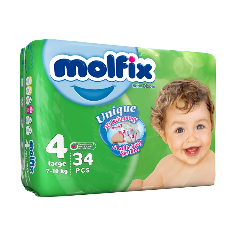 پوشک بچه مولفیکس سایز 4  بسته 34 عددی