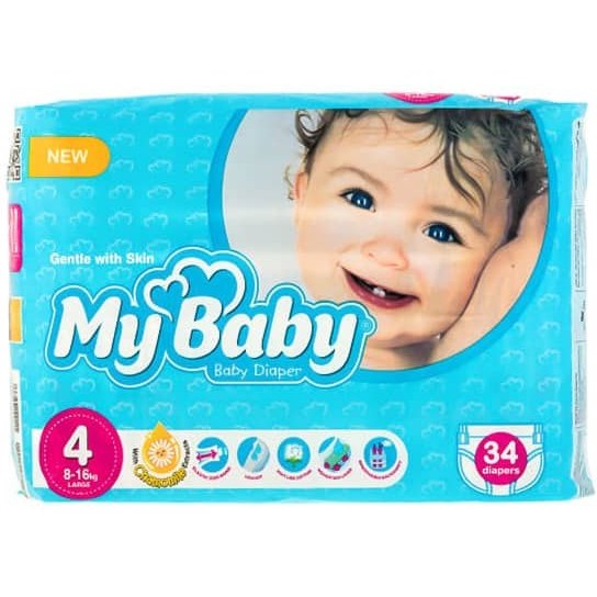 پوشک کودک مای بیبی سایز 4 بسته 34 عددی