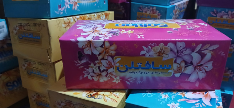 دستمال کاغذی ۱۵۰ برگ دو لایه سافتلن طرح باغ بهشت