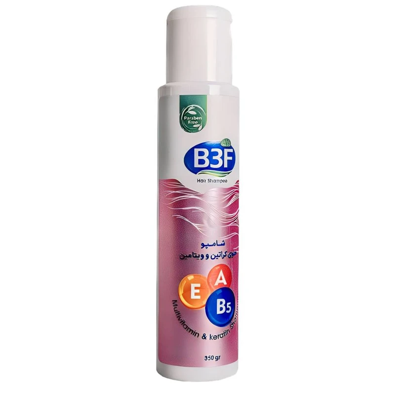 پک شامپو B3F حاوی کراتین و ویتامین ۳۵۰ گرم + شمع آیس لته
